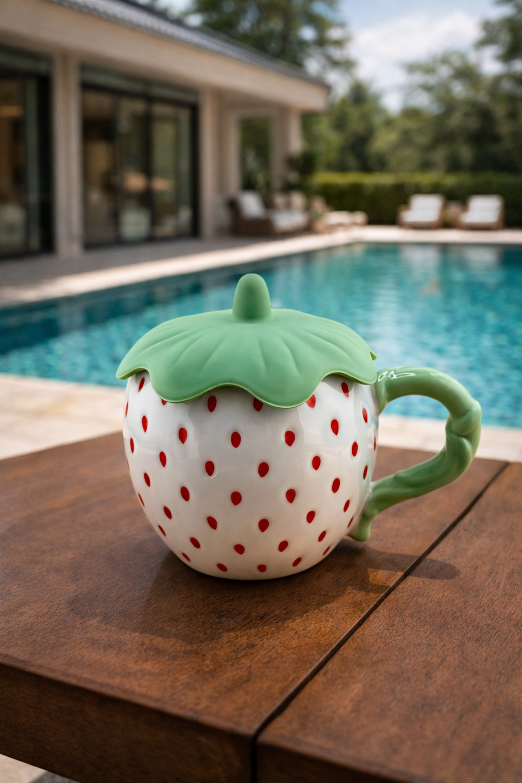 كوب سيراميك بتصميم فراولة - strawberry mug